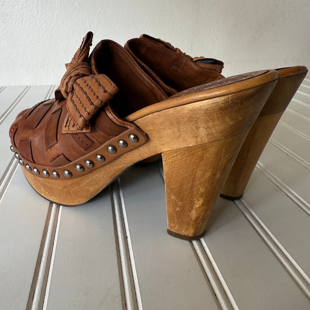 Miu Miu brown woven leather mules prominent bow size 8 - Picture 6 of 16